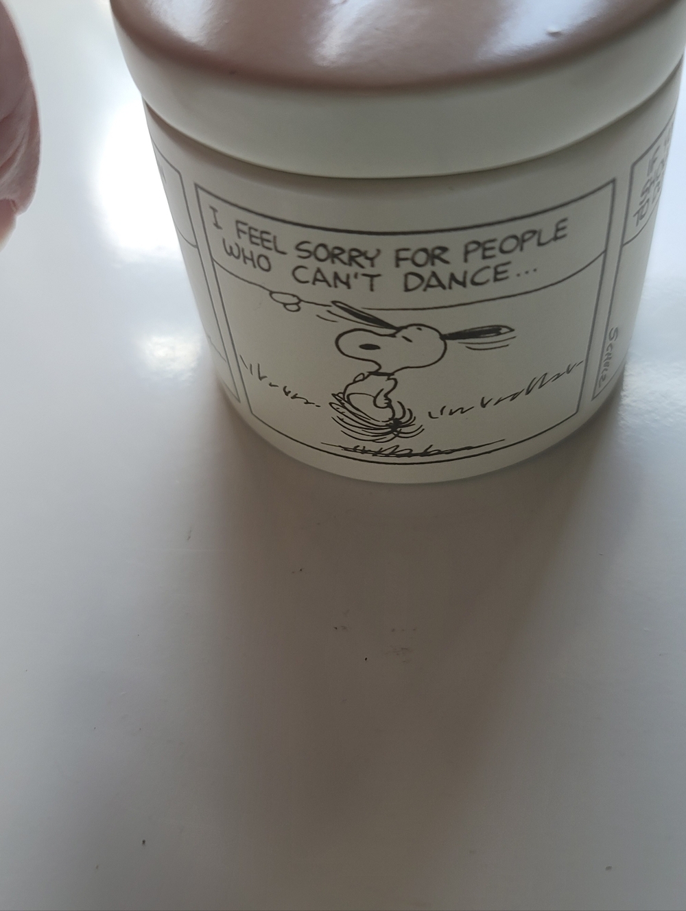 Hallmark White Ceramic Snoopy Jar - Black Illustration - Picture 3 of 10